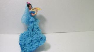 Vintage Marin Chiclana Espana Flamenco Woman Dancer Blue Dress 7 " Doll Ds1556