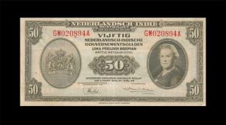 2.  3.  1943 Netherlands Indie 50 Gulden Rare ( (ef))