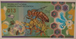 POLAND TEST NOTE PWPW HONEY BEE 013 RARE SERIES JK UNITS UNC RED SERIAL POLIMER 2