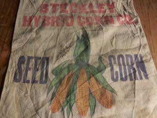 Rare Vintage 1940s Steckley Hybrid Seed Corn Bag Sack Old Farm Sign Feed Cow Pig