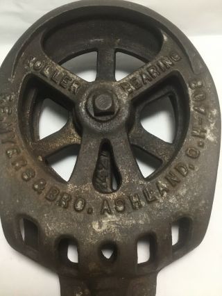 Antique F.  E Myers & Bro Cast Iron Drop Pulley For O.  K.  Unloader Hay Trolley