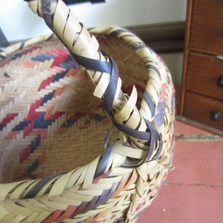 large antique choctaw hand woven basket basket,  vivid fall colors,  good design 2