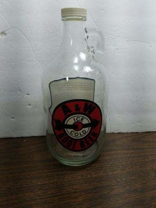A&w Root Beer Collectibles Half Gallon With The Arrow 11 " Tall Rare Fine