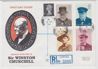 Gb Stamps Rare First Day Cover 1974 Churchill With Churchill Registered Cds