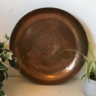 Vintage Antique Hammered Copper Metal Bown Dish Engraved Indian Tribal Fruit Pot