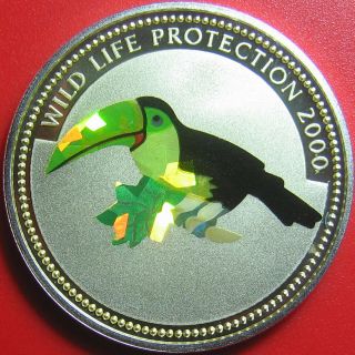 2000 Congo 10 Francs Silver Proof Toucan Hologram Holographic Wildlife Rare