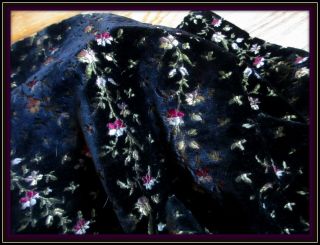Exquisite Rare Antique Victorian French Lush Cut Silk Velvet Embroidery Fabric