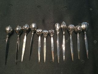 Set Of 12 Sterling Silver.  925 Cocktail Appetizer Picks Hor D’oeuvres Spears