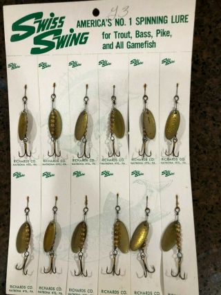 12 Swiss Swing Spinner Lures; G3,  Trout,  Bass Rod Bait;gold Spin Flash; Nip