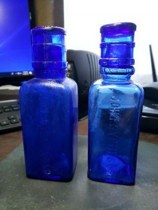 Antique /john Wyeth & Co.  / Cobalt Blue Apothecary Bottle/ Medicine Dosage Cap/