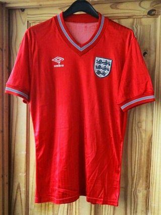 Very Rare England Football Shirt 1986 Umbro World Cup Three Lions 38 " Mens Away