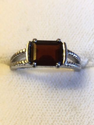 Vintage Emerald Cut Garnet Sterling Silver Ring Size 7