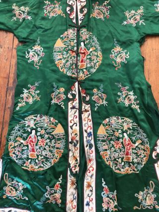 Antique Chinese Silk Heavily Embroidered Kimono Robe 2