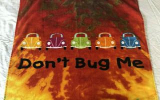 Vintage Volkswagen Don ' t Bug Me Tye Dye Beach Towel 52 x 27 VW Bug 3