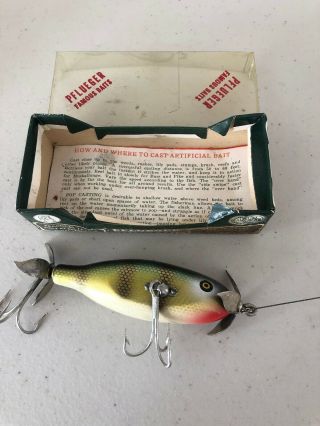 Vintage Pflueger Scoop Wood Fishing Lure Size 3– 9306 Nat Perch