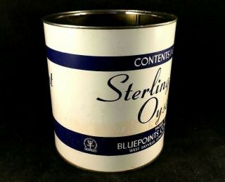Vintage STERLING POINT OYSTER TIN Rare Old Advertising Can 1 Gallon 2