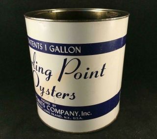Vintage STERLING POINT OYSTER TIN Rare Old Advertising Can 1 Gallon 3