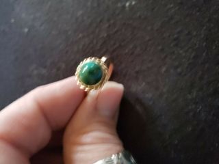 Cool Find Vintage 14k Continental Gold Ring W Malacite Or Agate Stone Size 6.  5