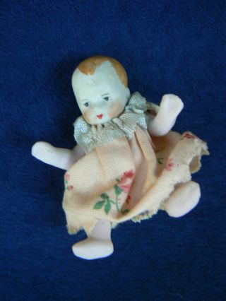 Antique German Bisque Doll House Baby 2 1/4 " Marked 7/2
