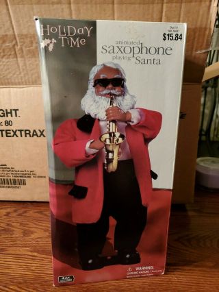 Holiday Time Animated Saxophone Playing Santa Claus Rare (W3) 2