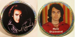 Neil Diamond Pin Button Set 3 Rare Leather Christmas Stocking Gift Tree Ornament