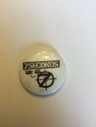 Rare Punk Rock Music Button Pin Collectible 7 Seconds Group Band Seven Seconds