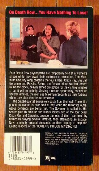 Women ' s Prison Massacre VHS 1987 RARE Sleaze VESTRON Laura Gemser exploitation 3