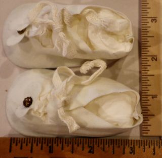 Vintage White Shoes For French Or German Bisque Dolls