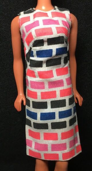 Vintage Barbie Sheath Dress Classic 1960s Multicolored Lock Pattern