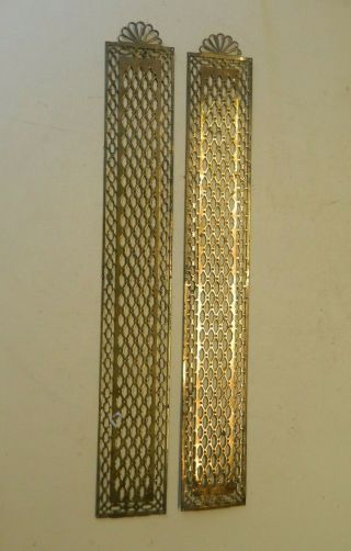 Two Vintage Brass Pierced Door Push Plates 20 " C