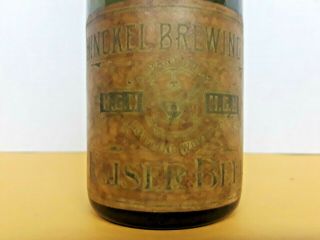 Rare Hinckel Brewing Beer Bottle Orig Paper Label KAISER BEER Albany NY 2