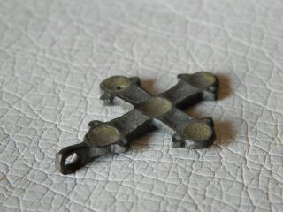 Ancient Vikings Bronze Cross Pendant with Enamel. 3