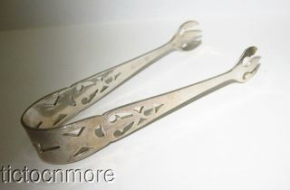 Antique Webster Sterling Silver Pierced Sugar Cube Tongs Server 11g