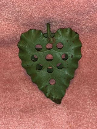 Antique Dazey Leaf Flower Frog Pat.  1916 Green