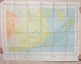 Rare Wwii 10/1944 Huge Aaf Map Yellow Sea Jolly Roger Jr2 - 012
