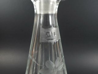 Hallmarked Antique Vintage Sterling Silver Etched Glass Oil Vinegar Cruet 3