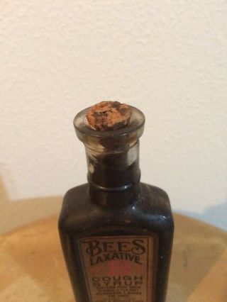 Vintage Antique Bees Laxative Cough Syrup BOTTLE Made in USA 2