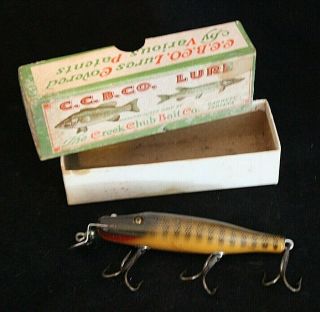 Vintage Ccb Co Garrett In Chub Pikie Fishing Lure Great Shape W/ Box