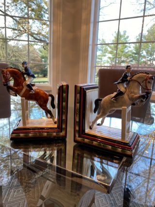 Rare Vtg Fitz & Floyd Equestrian Horse Bookends