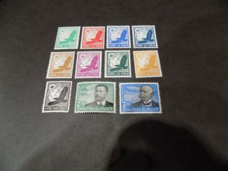 1934 Very Rare Set Of 11 `air` Stamps In Never Hinged