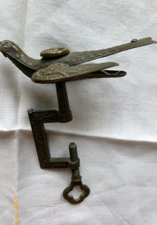 Antique Sewing Bird Clamping Brass Dated 1853