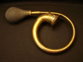 Large 15.  5 " Antique / Vintage Brass Metal Squeeze Bulb Automobile Or? Horn G - Vgc