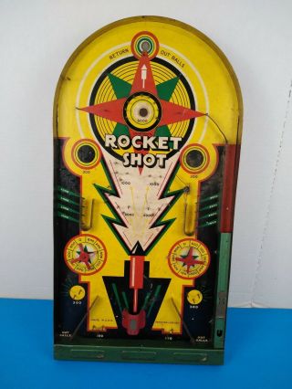 Vintage Antique 1930s Lindstrom Tool Toy Co Rocket Shot Pinball Game