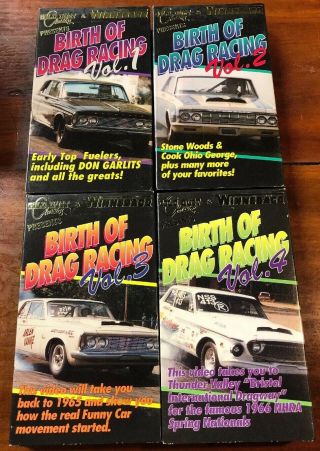 Birth Of Drag Racing Vol 1,  2,  3,  & 4 Vhs Rare Set