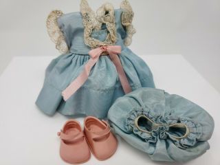 Vintage Vogue Ginny 1954 Kinder Crowd Dress Blue With Pink Bow Orig Shoes Outfit