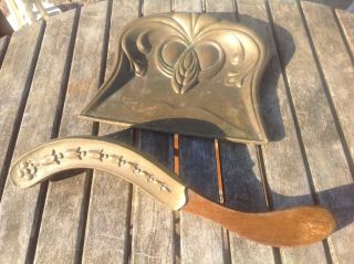 Art Nouveau Copper Dust Or Crumb Pan And Brush,