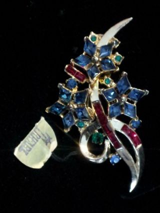 Vtg Phenomenal Rare Collectors Signed Crown Trifari Kings Jewels Brooch W Tag