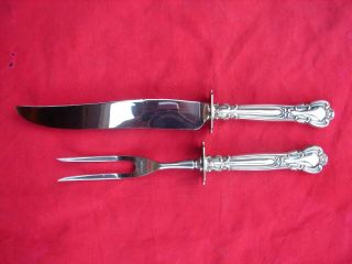 Gorham Chantilly Sterling Silver Carving 10 - 1/4” Knife 8 - 3/4” Fork