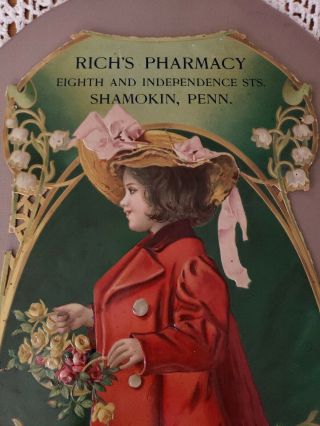 1905 Antique Shamokin Pa Rich ' s Pharmacy Merchant Advertising Calendar Litho 2