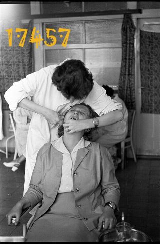 Vintage Negative Woman At Dentist,  Hospital,  Doctor,  Pain,  Unusual,  Rare 1950’s